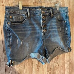 Torrid size 16 denim shorts 5 button tab jean short blue high waisted